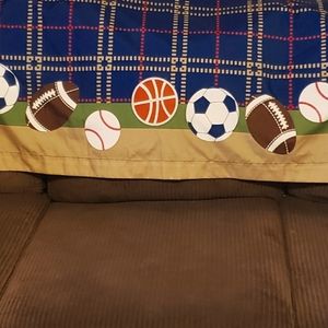 Blue sports themed curtain panel 42x84 (one panel)